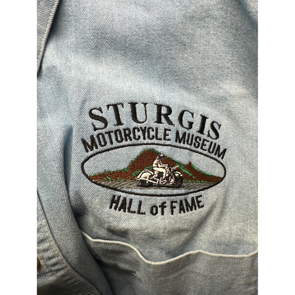 Three‎ Rivers 2000 Sturgis Motorcycle Museum Hall of Fame Denim Shirt XXL - Picture 5 of 5